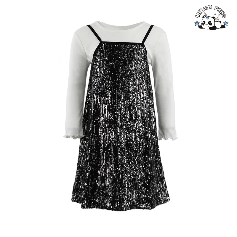 LEZONKIDS - Customizable Summer Wholesale Girls Sequin Dress Princess Kids Suspender Sequin Girl Dresses